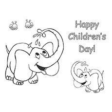 Online coloring book: Childrens day elephants coloring book